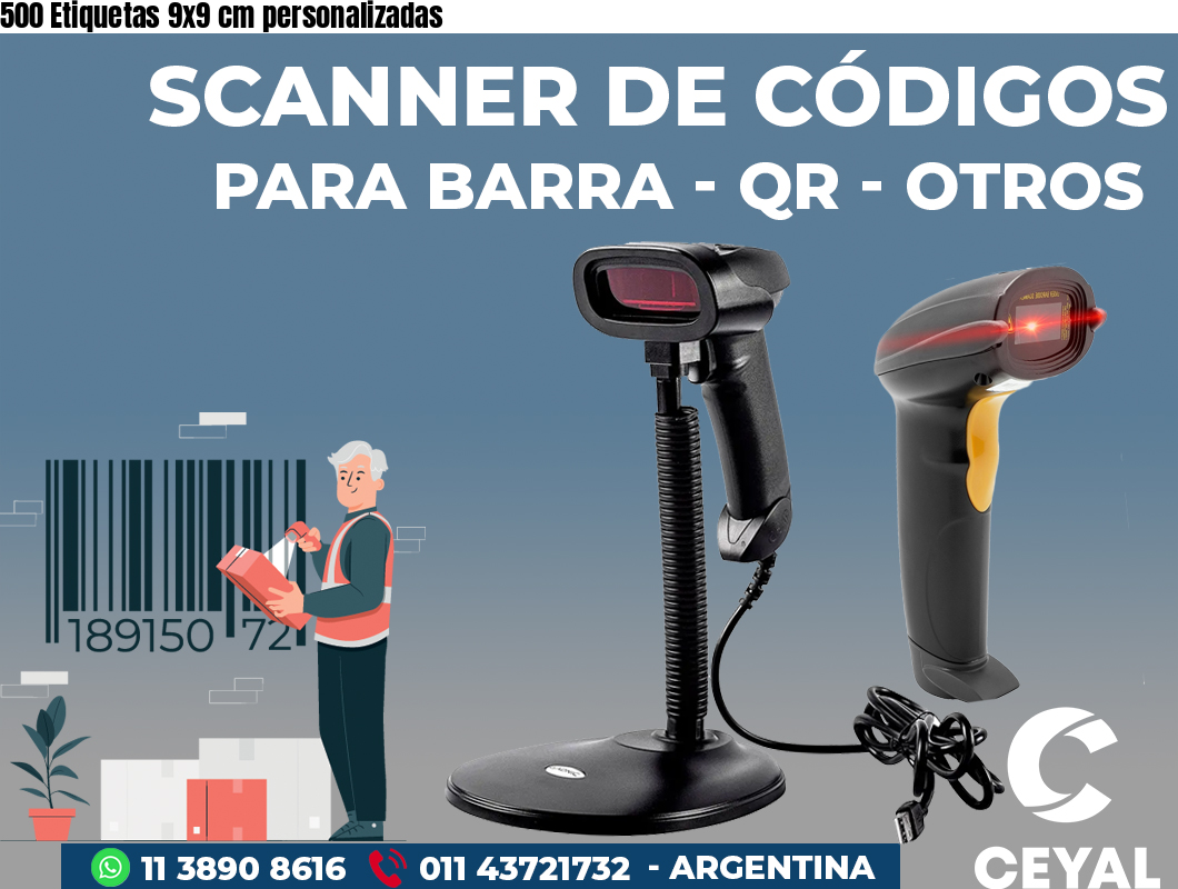 500 Etiquetas 9x9 cm personalizadas