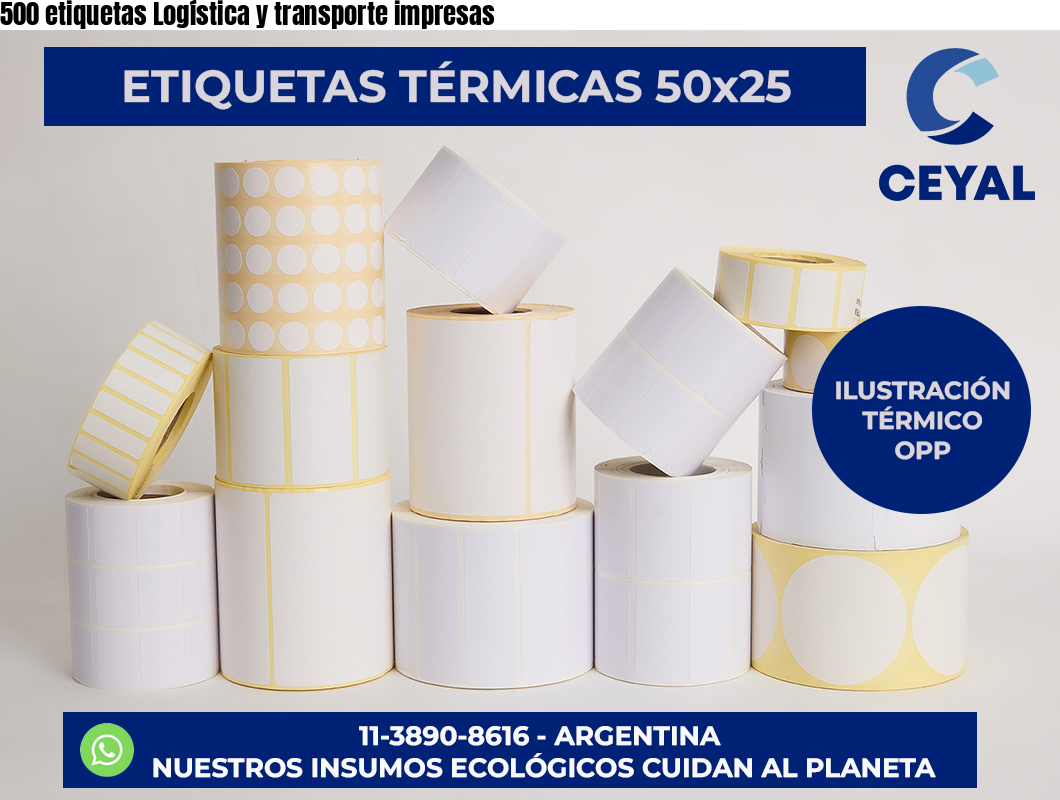 500 etiquetas Logística y transporte impresas