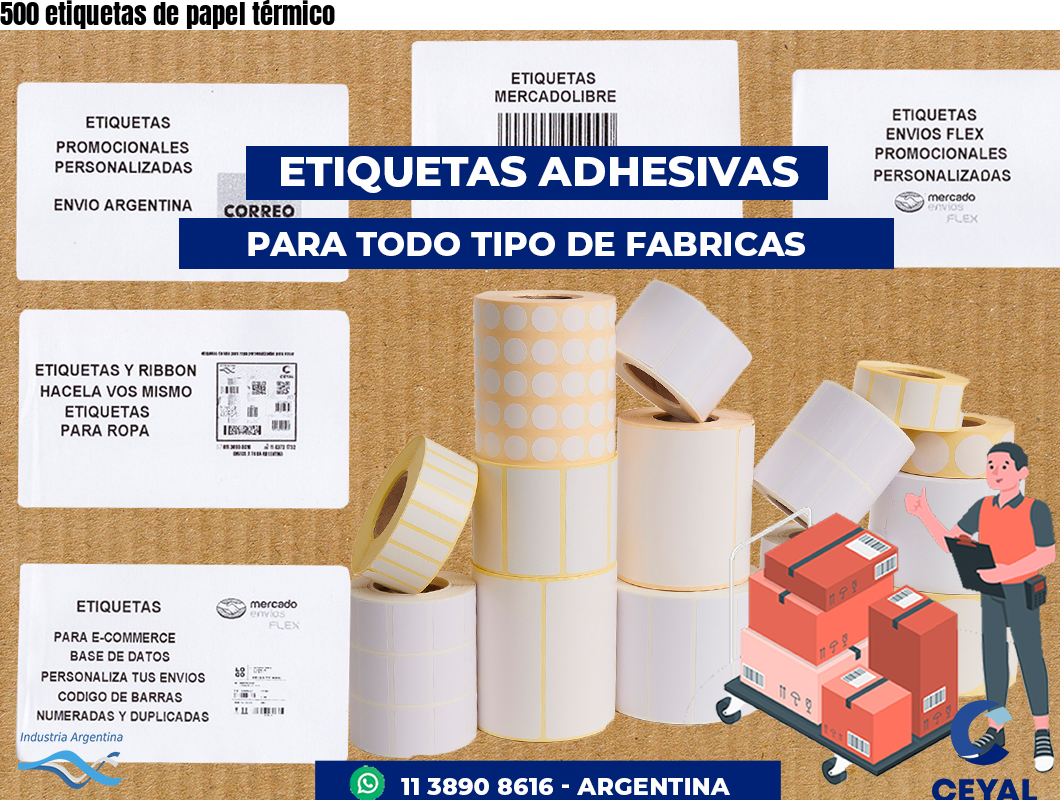 500 etiquetas de papel térmico