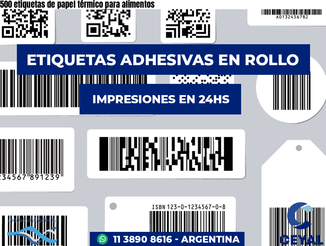 500 etiquetas de papel térmico para alimentos