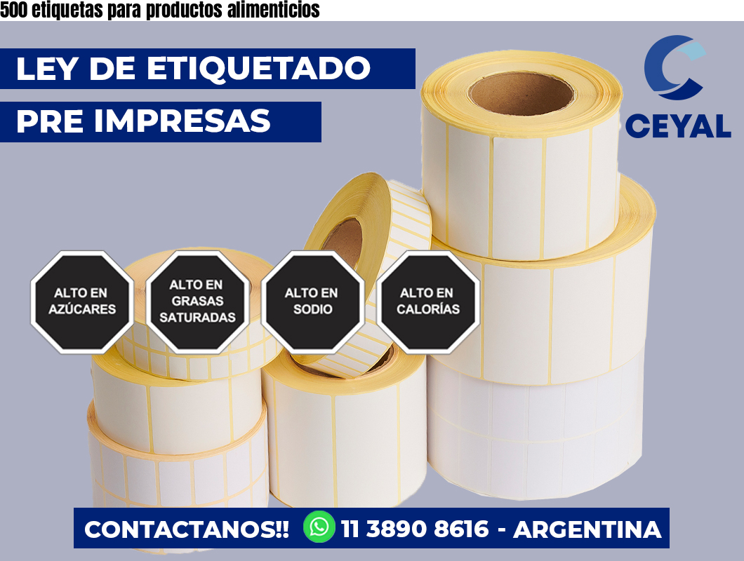 500 etiquetas para productos alimenticios