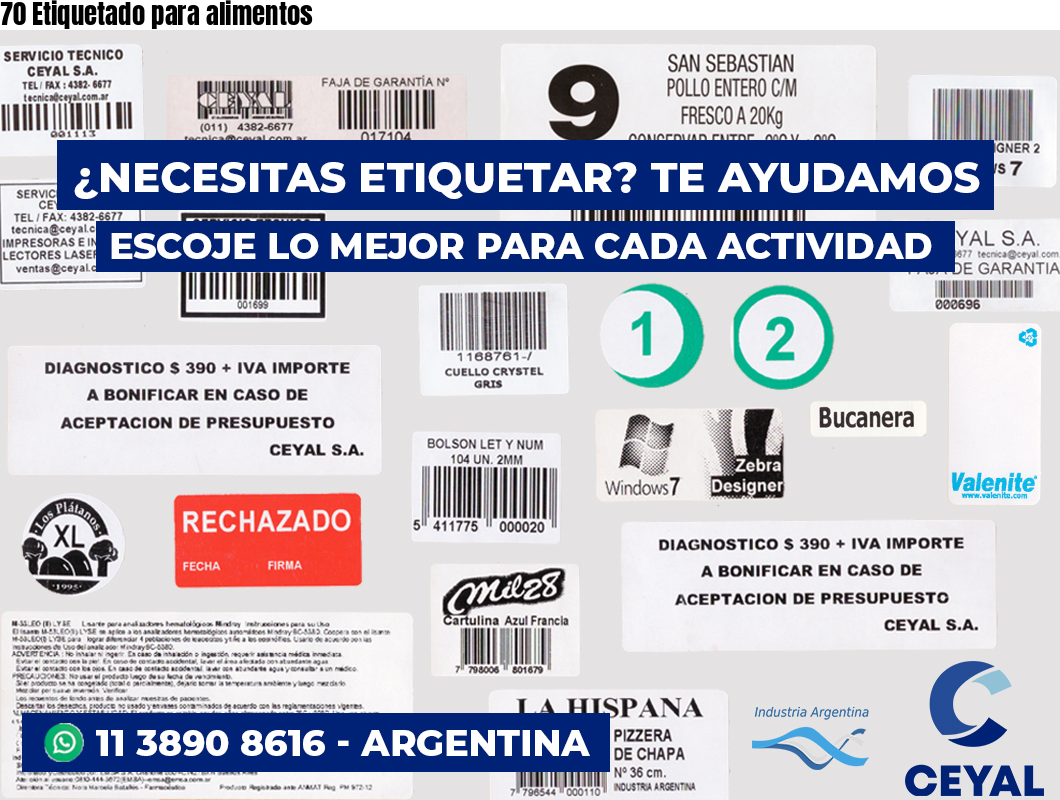 70 Etiquetado para alimentos