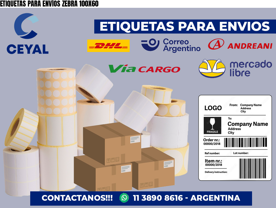 ETIQUETAS PARA ENVÍOS ZEBRA 100X60