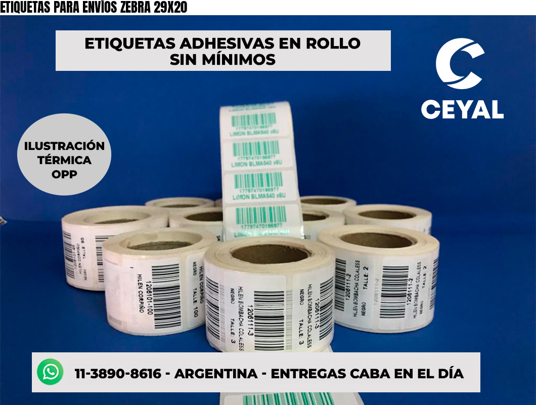 ETIQUETAS PARA ENVÍOS ZEBRA 29X20