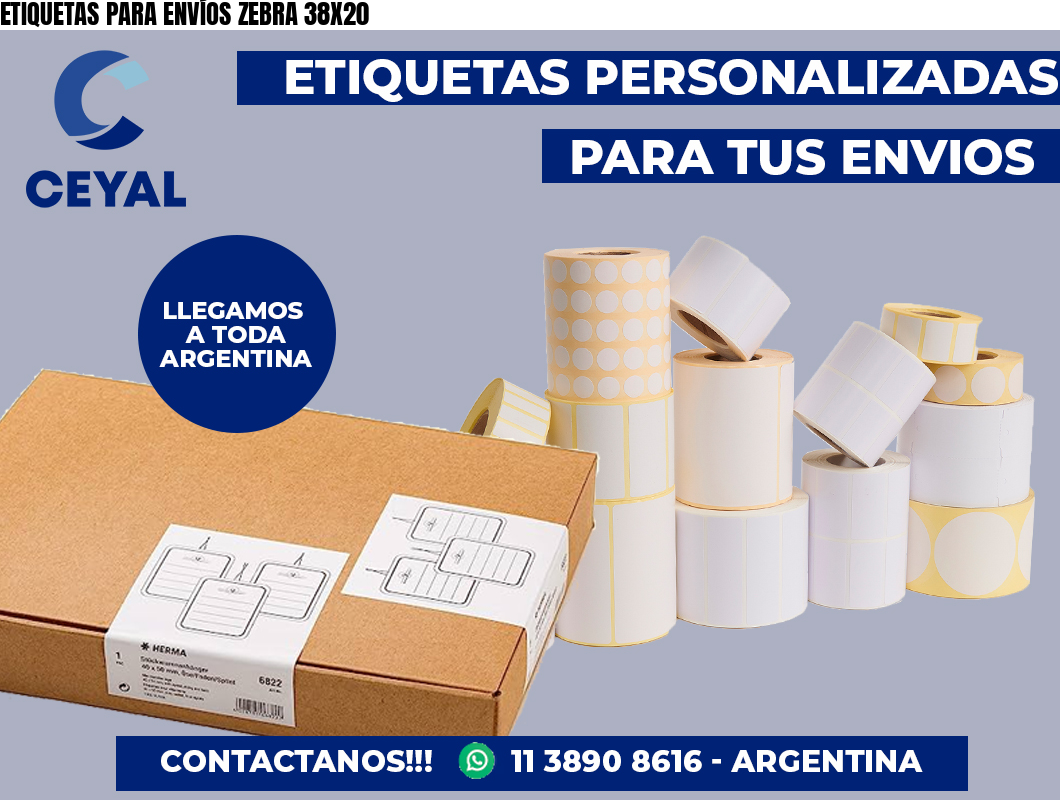 ETIQUETAS PARA ENVÍOS ZEBRA 38X20
