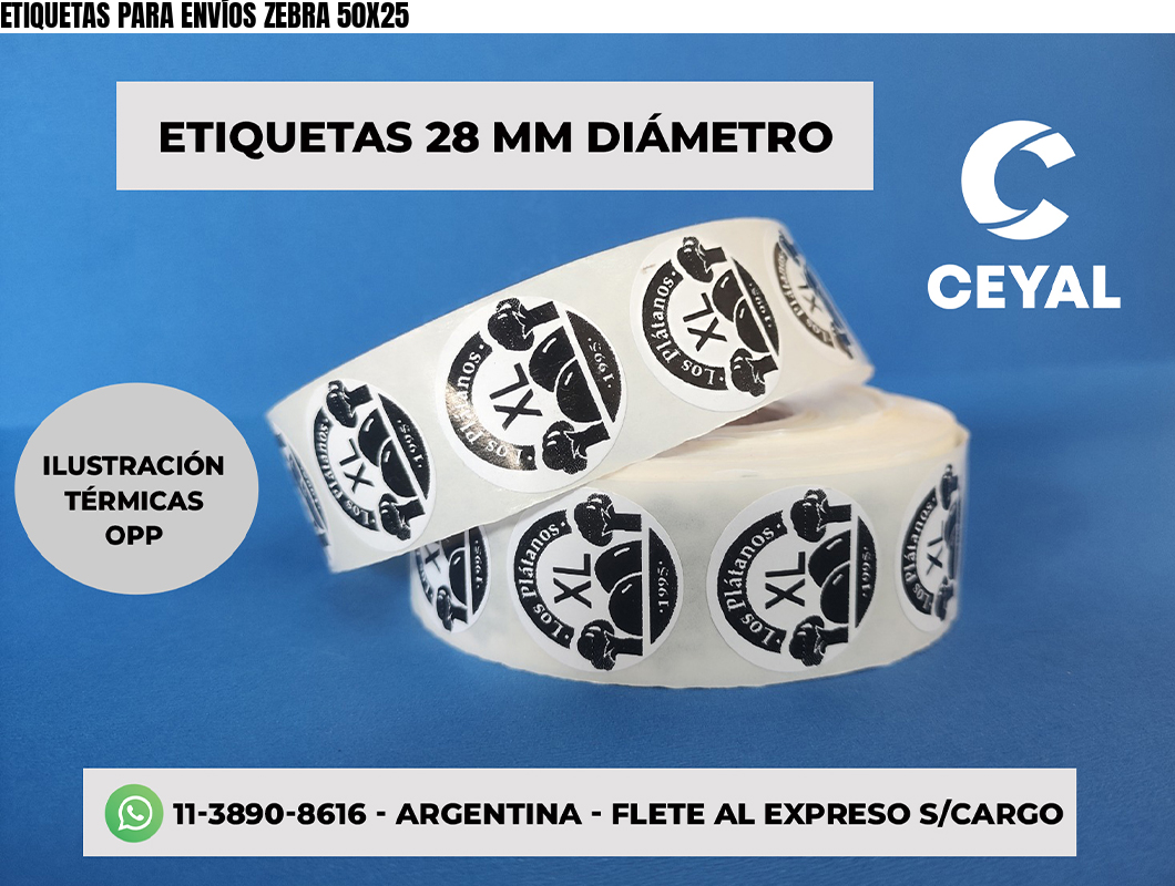 ETIQUETAS PARA ENVÍOS ZEBRA 50X25
