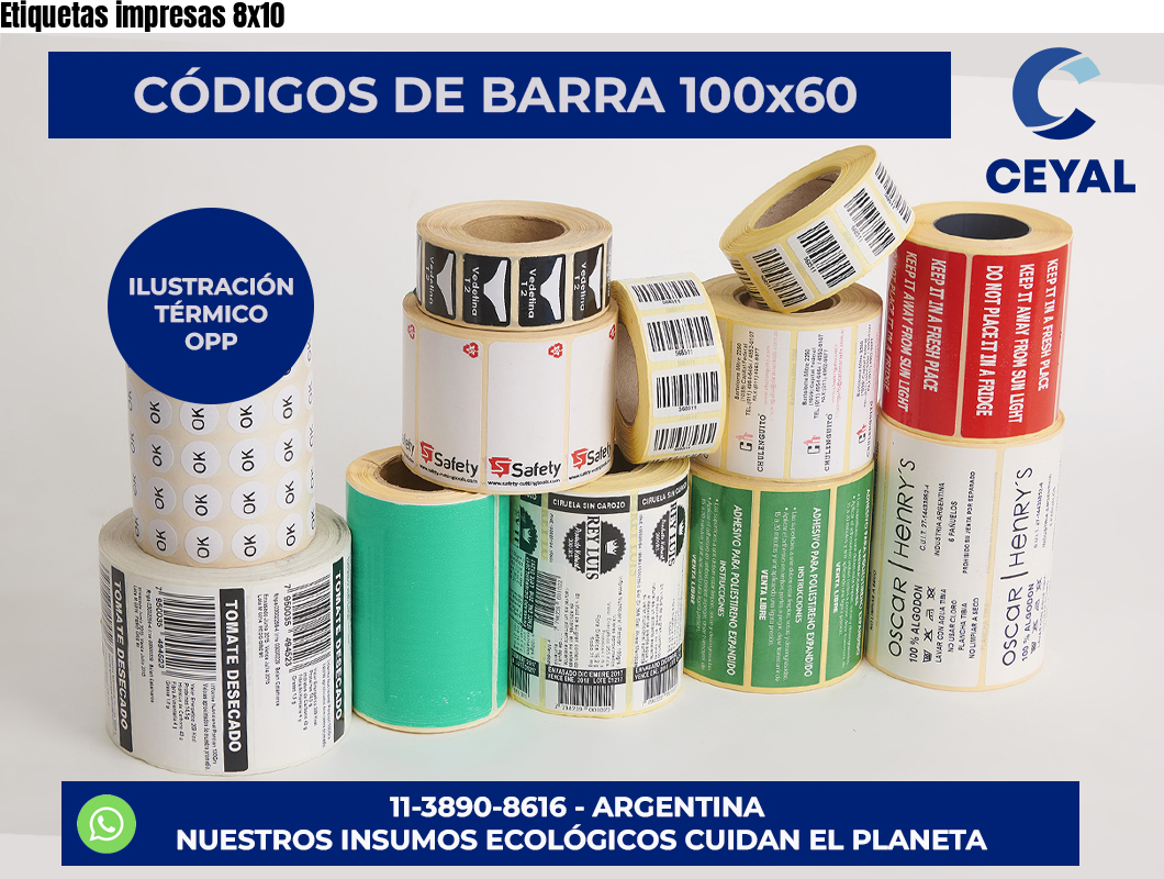 Etiquetas impresas 8×10