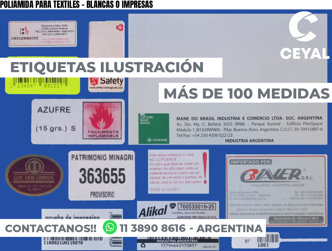 POLIAMIDA PARA TEXTILES - BLANCAS O IMPRESAS