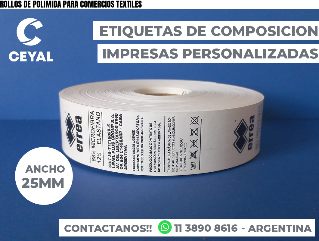 ROLLOS DE POLIMIDA PARA COMERCIOS TEXTILES