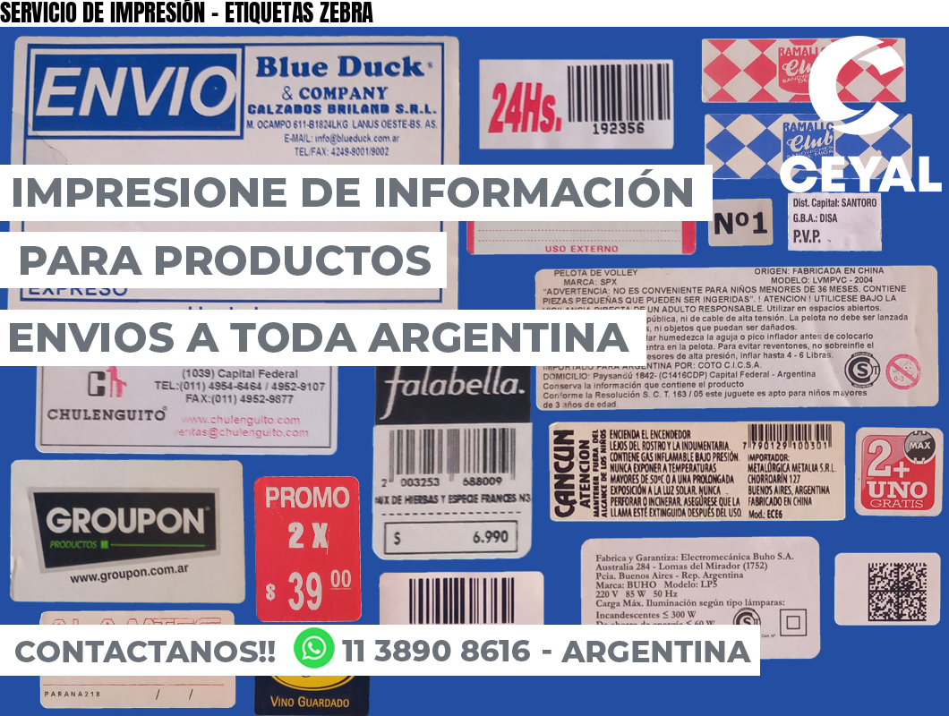 SERVICIO DE IMPRESIÓN – ETIQUETAS ZEBRA