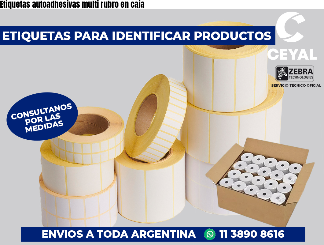 Etiquetas autoadhesivas multi rubro en caja