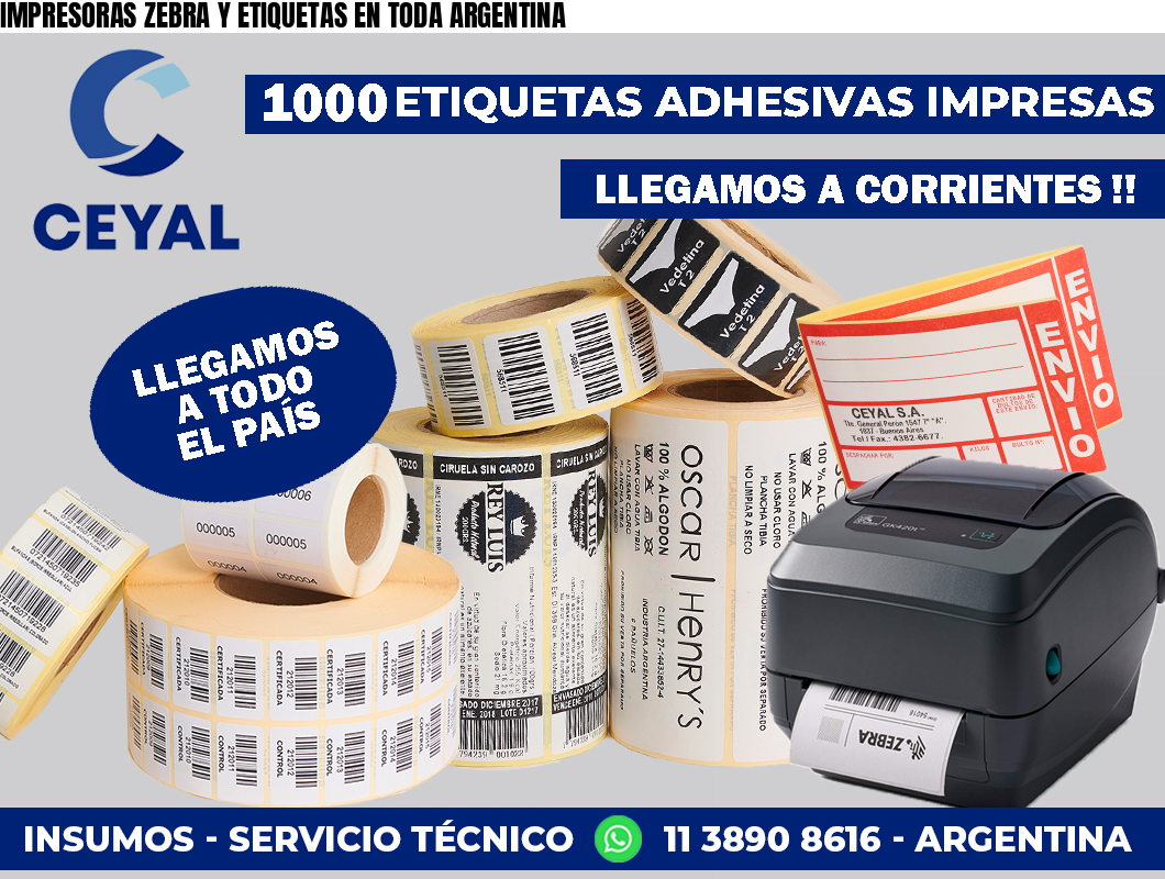 IMPRESORAS ZEBRA Y ETIQUETAS EN TODA ARGENTINA