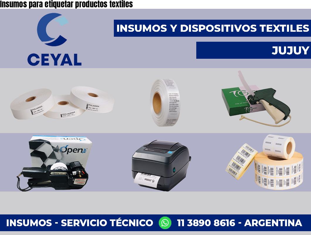 Insumos para etiquetar productos textiles