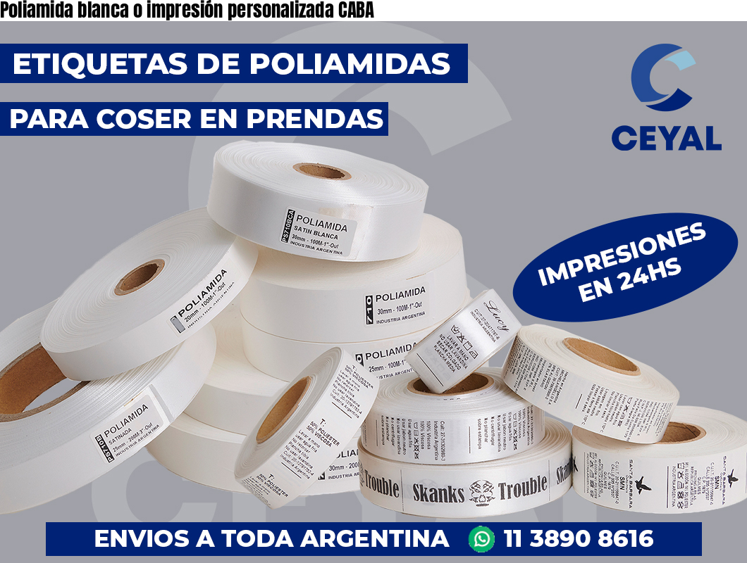 Poliamida blanca o impresión personalizada CABA