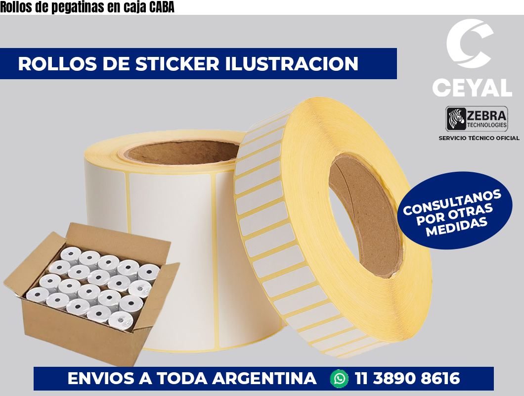 Rollos de pegatinas en caja CABA