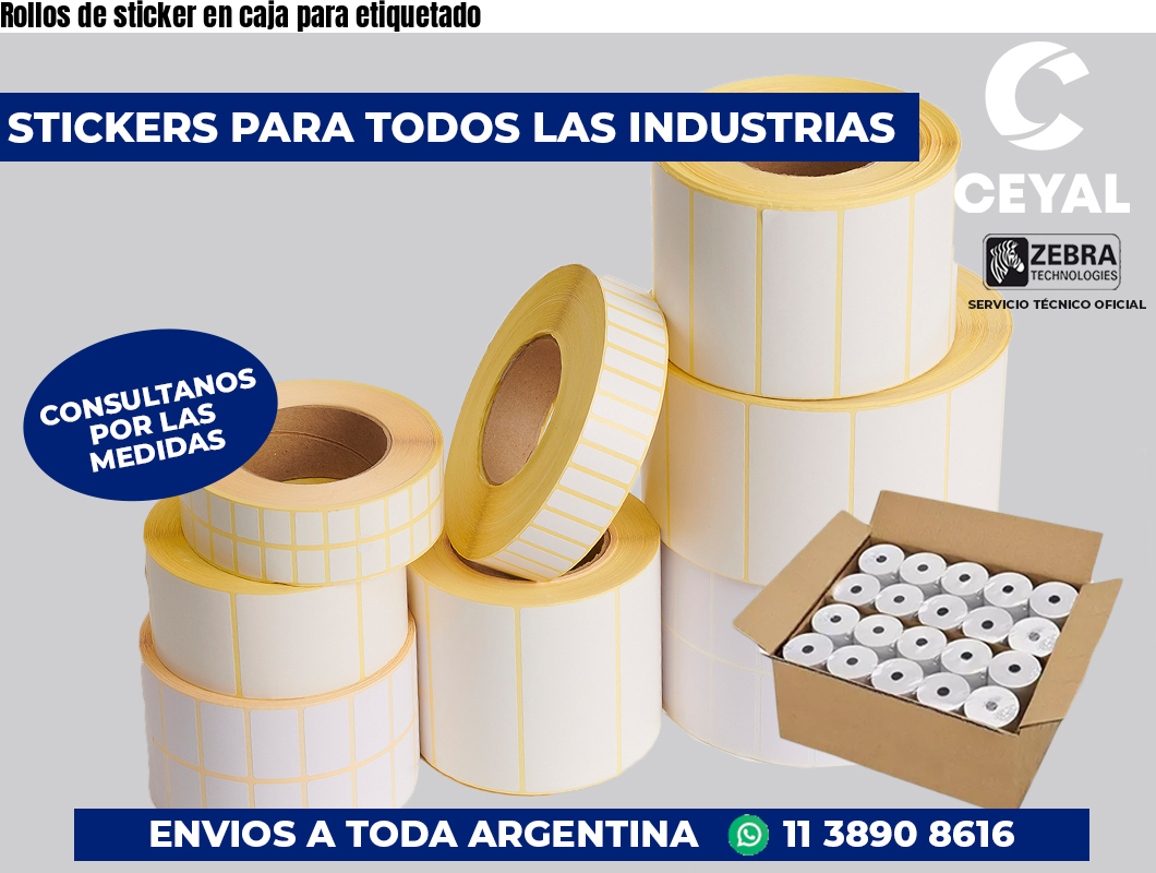 Rollos de sticker en caja para etiquetado