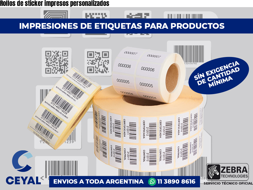 Rollos de sticker impresos personalizados