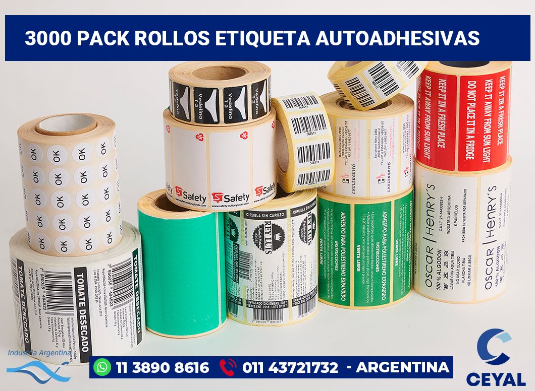 3000 Pack rollos etiqueta autoadhesivas
