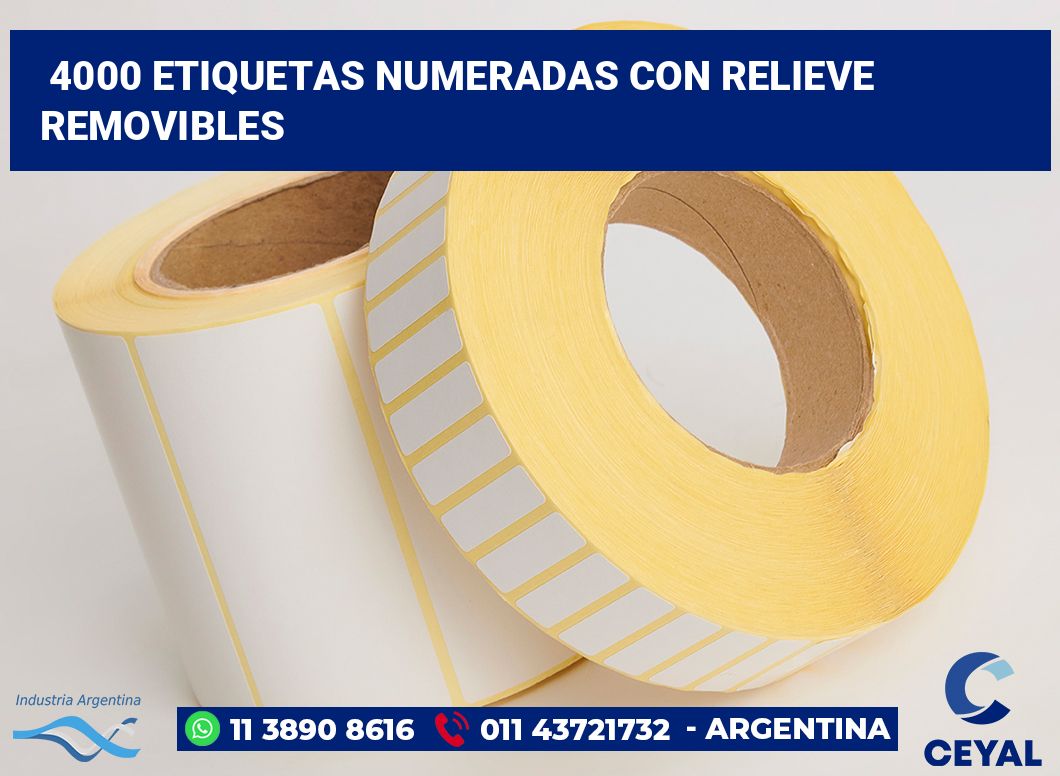 4000 Etiquetas numeradas con relieve removibles