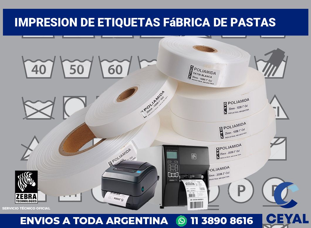 Impresion de etiquetas Fábrica de pastas