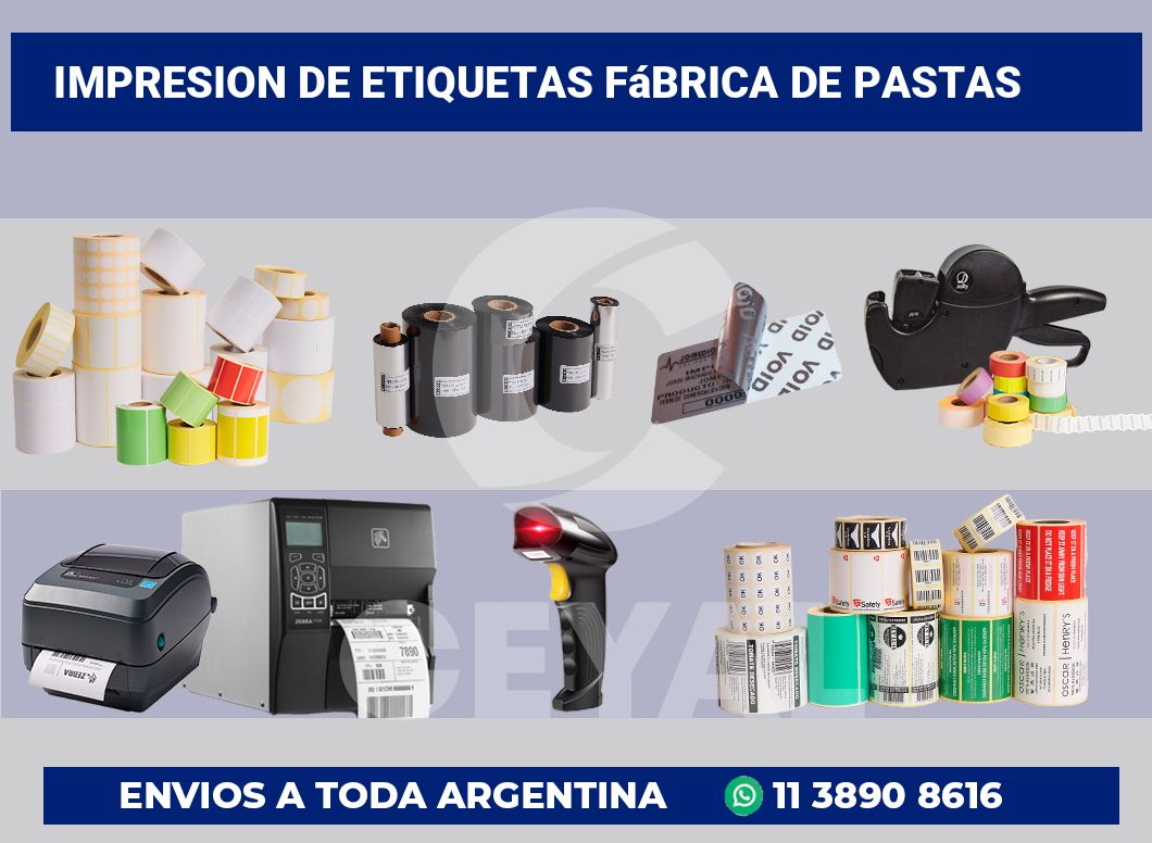 Impresion de etiquetas Fábrica de pastas
