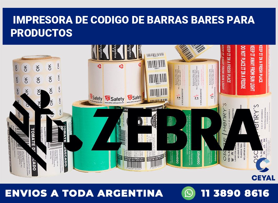 Impresora de codigo de barras Bares para productos