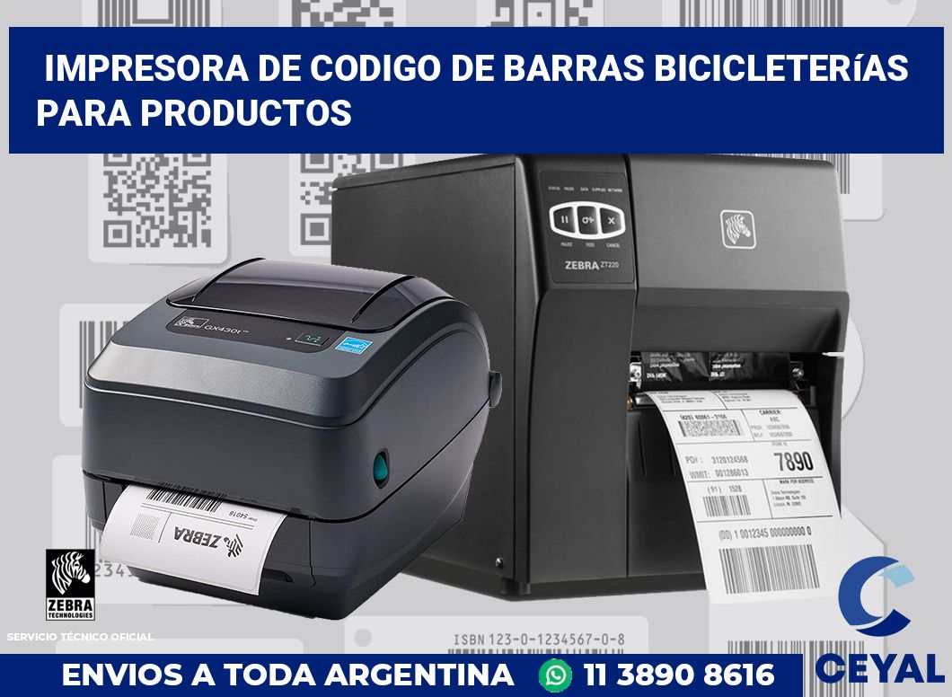 Impresora de codigo de barras Bicicleterías para productos