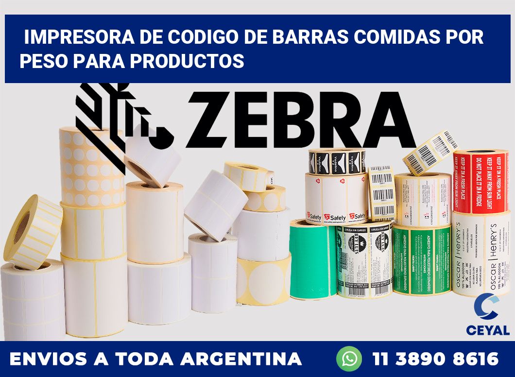Impresora de codigo de barras Comidas por peso para productos