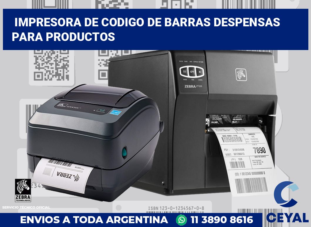 Impresora de codigo de barras Despensas para productos