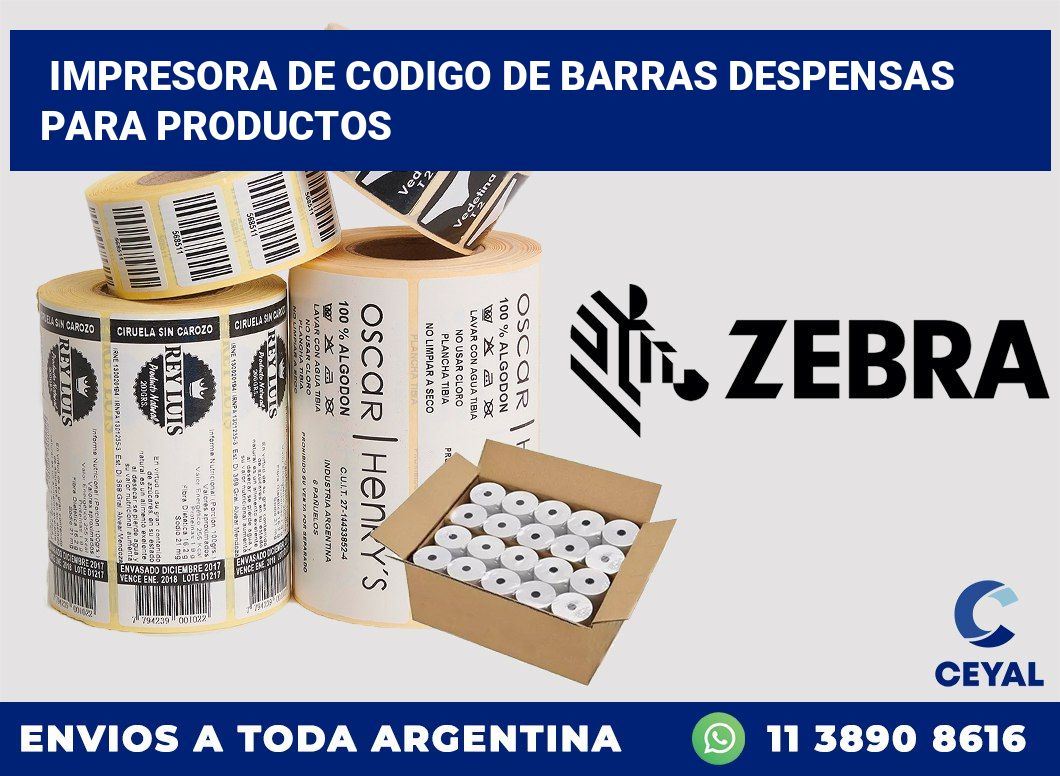 Impresora de codigo de barras Despensas para productos