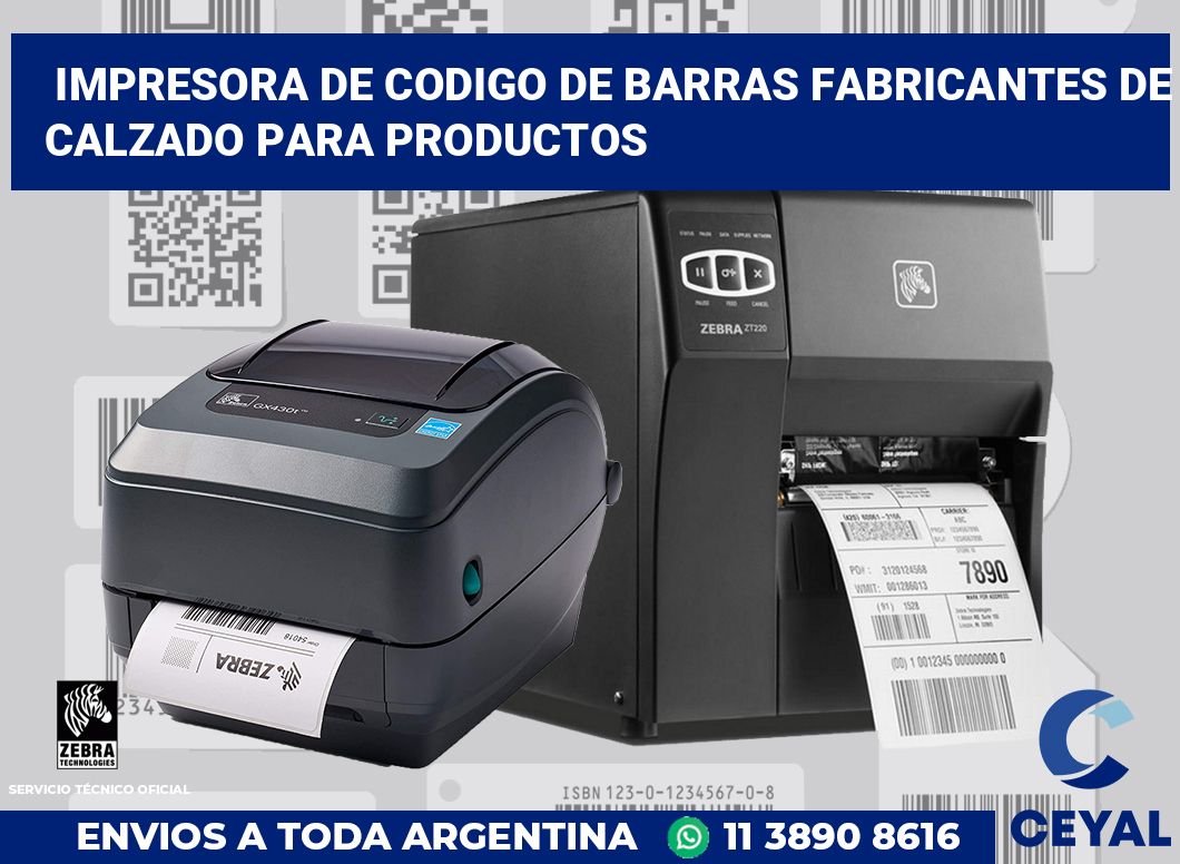 Impresora de codigo de barras Fabricantes de calzado para productos