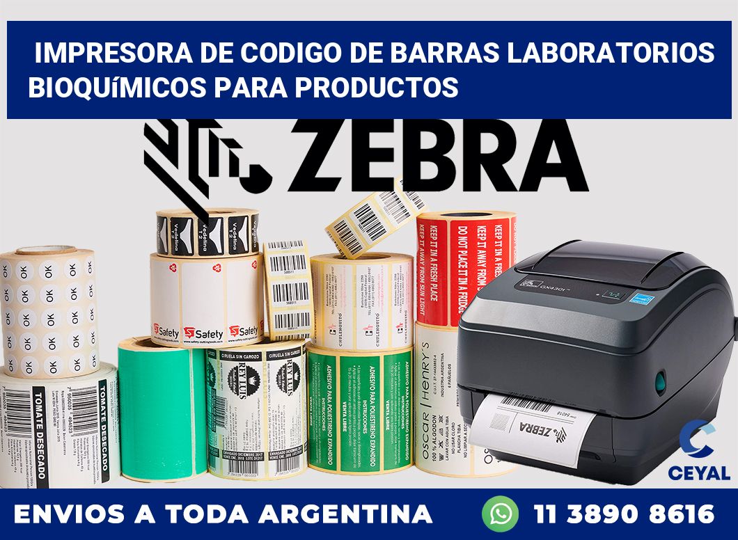 Impresora de codigo de barras Laboratorios bioquímicos para productos