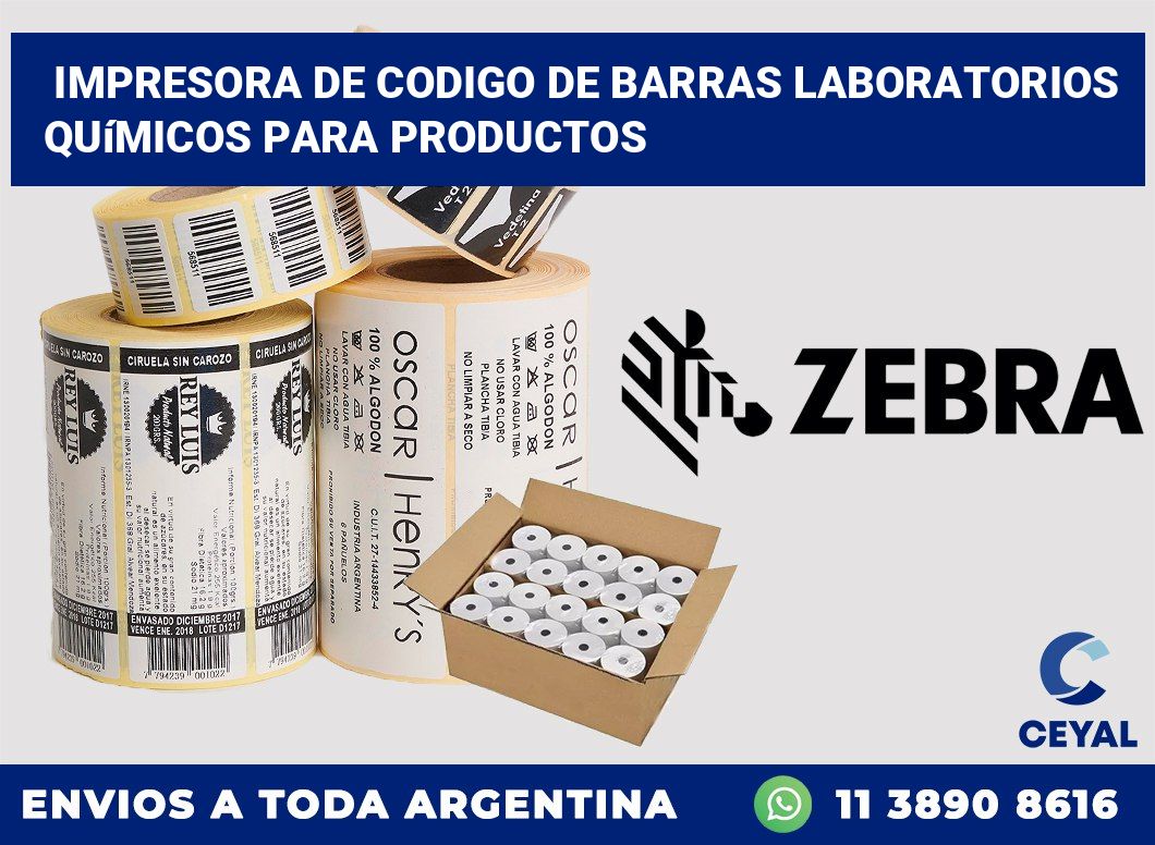 Impresora de codigo de barras Laboratorios químicos para productos