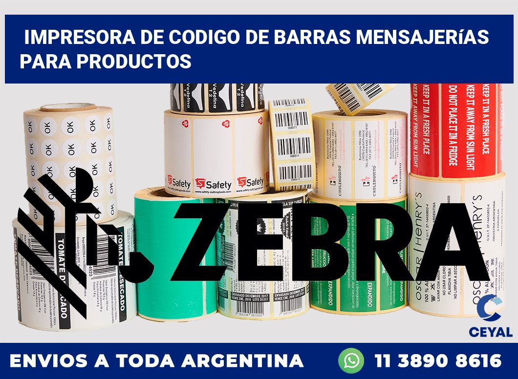 Impresora de codigo de barras Mensajerías para productos
