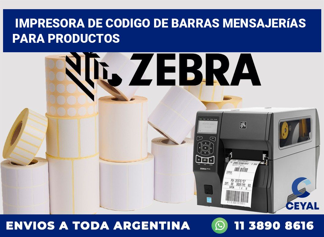 Impresora de codigo de barras Mensajerías para productos