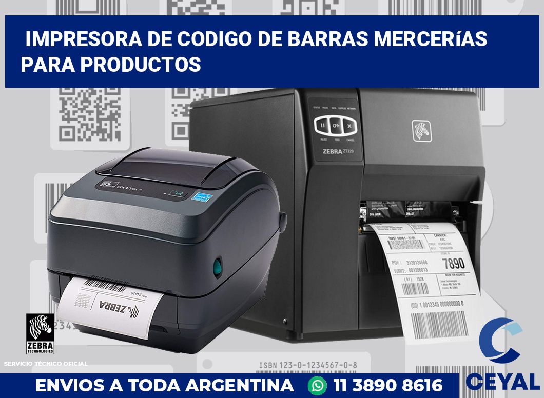 Impresora de codigo de barras Mercerías para productos