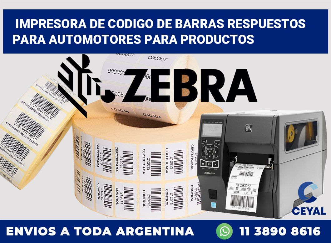 Impresora de codigo de barras Respuestos para automotores para productos