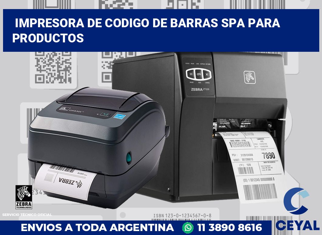 Impresora de codigo de barras SPA para productos