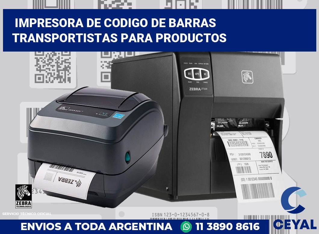 Impresora de codigo de barras Transportistas para productos