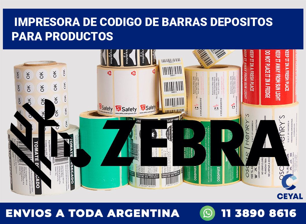 Impresora de codigo de barras depositos para productos