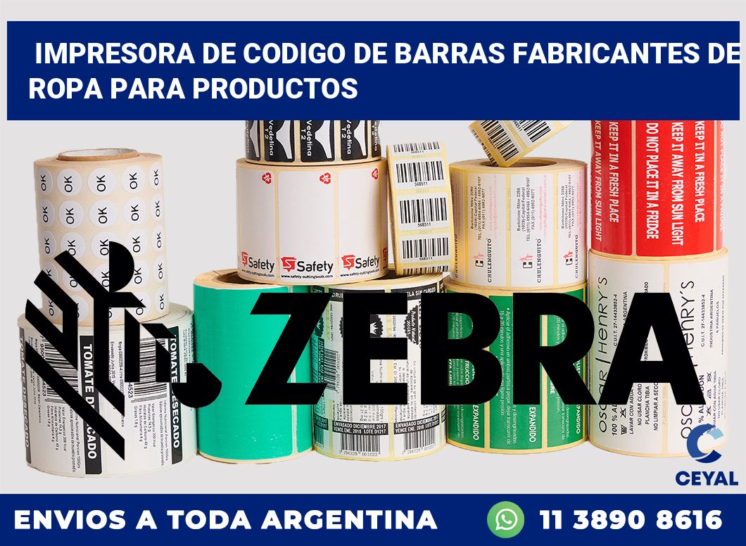 Impresora de codigo de barras fabricantes de ropa para productos