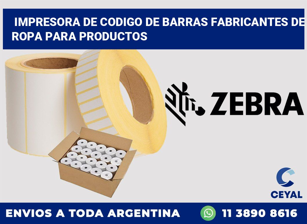Impresora de codigo de barras fabricantes de ropa para productos