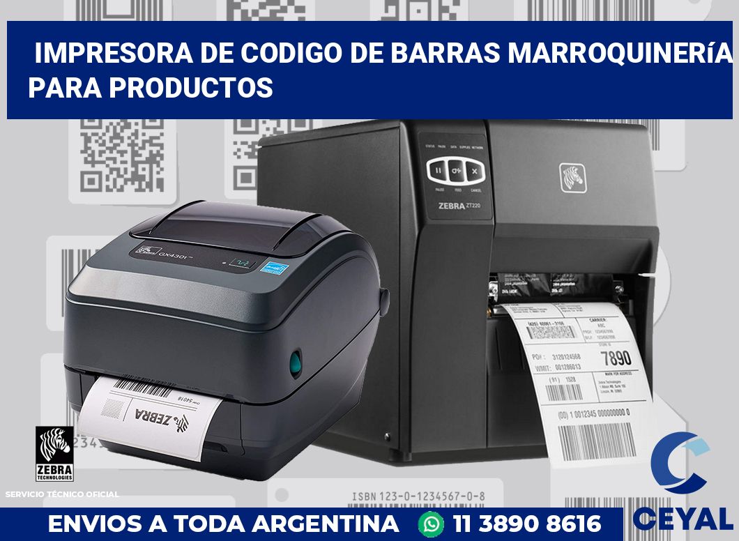 Impresora de codigo de barras marroquinería para productos
