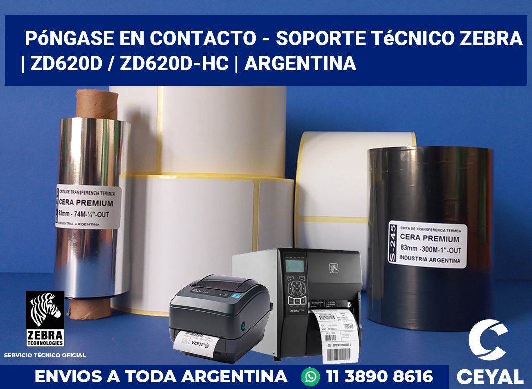 Póngase en contacto - soporte técnico Zebra | ZD620d / ZD620d‑HC | Argentina