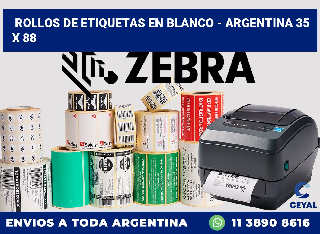 Rollos de etiquetas en blanco – Argentina 35 x 88