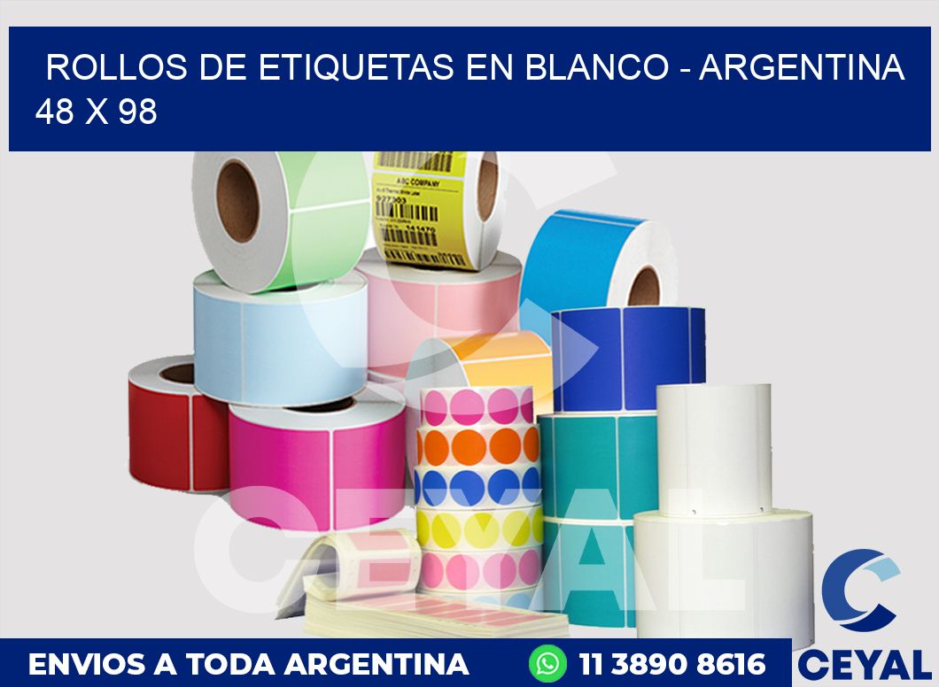 Rollos de etiquetas en blanco - Argentina 48 x 98