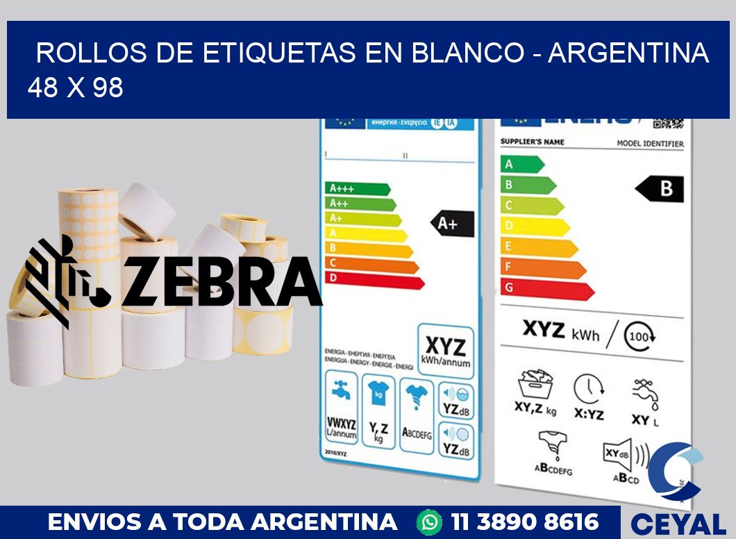 Rollos de etiquetas en blanco - Argentina 48 x 98