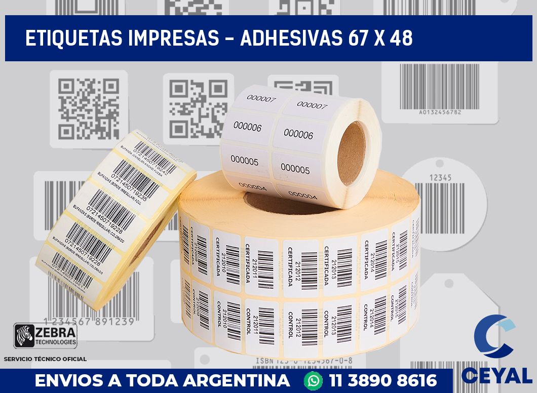 etiquetas impresas – Adhesivas 67 x 48