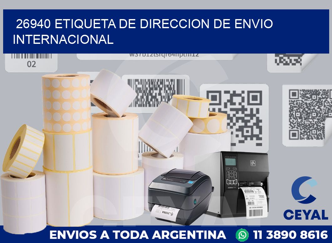26940 Etiqueta de direccion de envio internacional