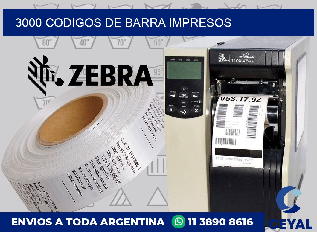 3000 Codigos de barra impresos